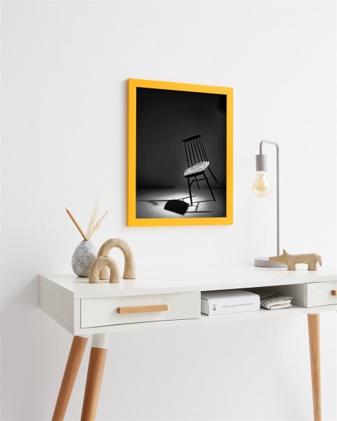 VO Design Bilderrahmen Kjell Aus Massivholz, 60x50 Cm – Weiß-Gold Vintage, Mit Antireflex-Kunstglas